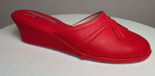 0002 Nappa e Camoscio Rosso suola Bufalo Ciabatte da camera Donna Original Milly Made in Italy