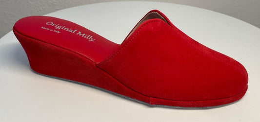 0005 Camoscio Rosso Suola Bufalo Ciabatte da camera Donna Original Milly Made in Italy