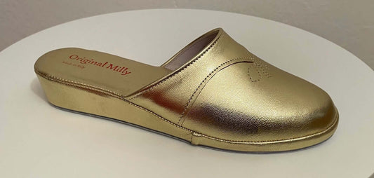 0032 Nappa Oro suola Bufalo Ciabatte da camera Donna Original Milly Made in Italy