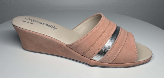 0076 Camoscio Pesca Suola Bufalo Ciabatte da camera Donna Original Milly Made in Italy