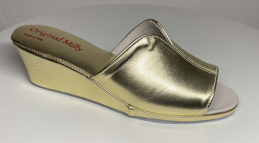 0100 Nappa Oro Suola Bufalo Ciabatte da camera Donna Original Milly Made in Italy