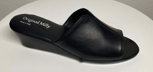 0101 Nappa e Camoscio Nero Suola Bufalo Ciabatte da camera Donna Original Milly Made in Italy