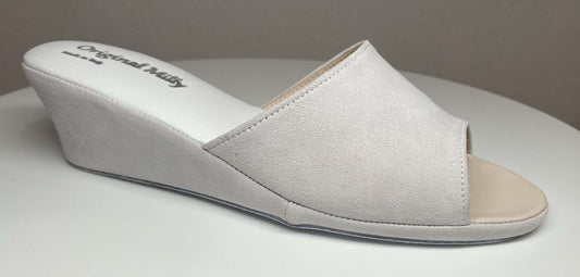 0103 Camoscio Bianco Suola Bufalo Ciabatte da camera Donna Original Milly Made in Italy