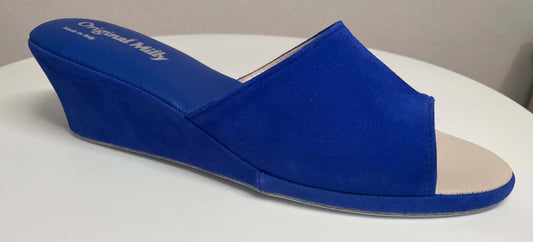 0103 Camoscio Blu Suola Bufalo Ciabatte da camera Donna Original Milly Made in Italy