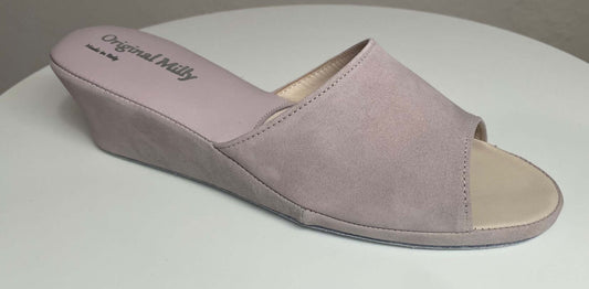 0103 Camoscio Peonia Suola Bufalo Ciabatte da camera Donna Original Milly Made in Italy