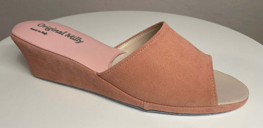 0103 Camoscio Pesca Suola Bufalo Ciabatte da camera Donna Original Milly Made in Italy