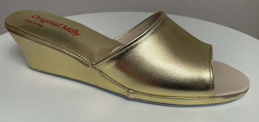 0103 Nappa Oro Suola Bufalo Ciabatte da camera Donna Original Milly Made in Italy