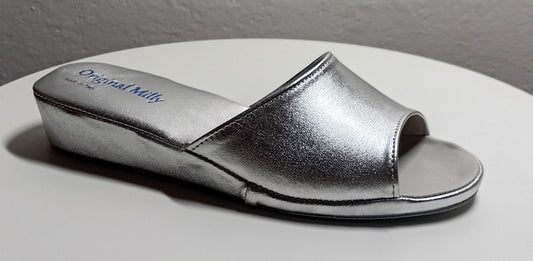 0202 Nappa Argento Suola Bufalo Ciabatte da camera Donna Original Milly Made in Italy - Foto N 2