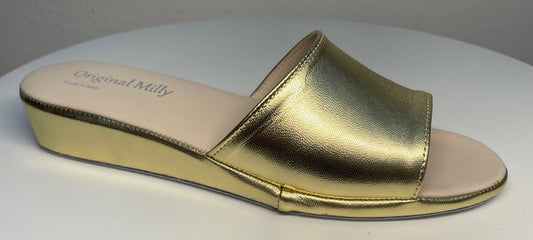 0203 Nappa Oro Suola Bufalo Ciabatte da camera Donna Original Milly Made in Italy