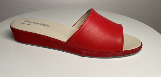 0203 Nappa e Camoscio Rosso Suola Bufalo Ciabatte da camera Donna Original Milly Made in Italy - Foto N 2