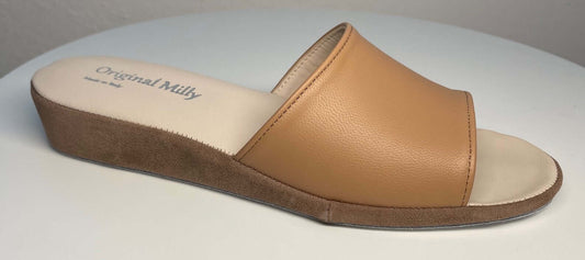 0203 Nappa e Camoscio Taupe Suola Bufalo Ciabatte da camera Donna Original Milly Made in Italy