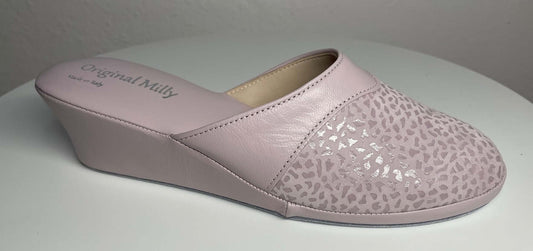 0350 Camoscio Peonia Suola Bufalo Ciabatte da camera Donna Original Milly Made in Italy