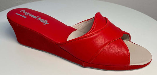 0403 Nappa e Camoscio Rosso Suola Bufalo Ciabatte da camera Donna Original Milly Made in Italy