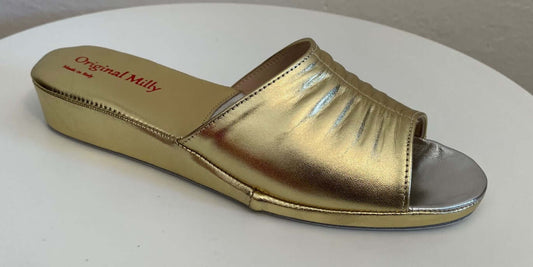 0705 Nappa Oro suola Bufalo Ciabatte da camera Donna Original Milly Made in Italy