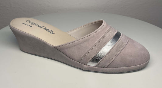 0706 Camoscio Peonia Suola Bufalo Ciabatte da camera Donna Original Milly Made in Italy