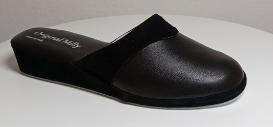 0721 Nappa e Camoscio Nero Ciabatte da camera Donna artigianale Original Milly Made in Italy - Foto N 2