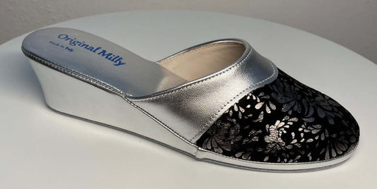 0800 Nappa Argento Suola Bufalo Ciabatte da camera Donna Original Milly Made in Italy
