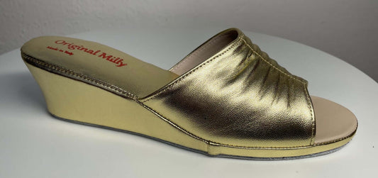 0805 Nappa Oro Suola Bufalo Ciabatte da camera Donna Original Milly Made in Italy