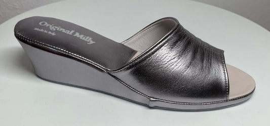 0805 Nappa Piombo Suola Bufalo Ciabatte da camera Donna Original Milly Made in Italy