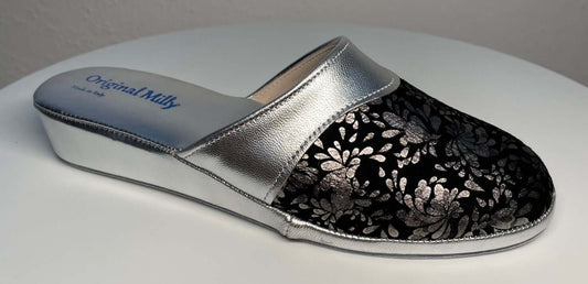 0820 Nappa Argento Suola Bufalo Ciabatte da camera Donna Original Milly Made in Italy
