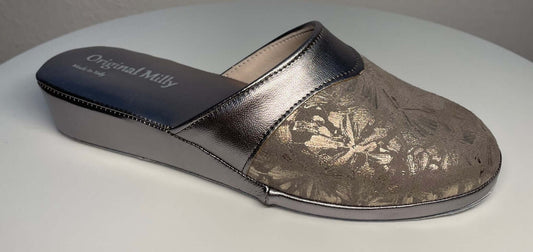 0820 Nappa Taupe Suola Bufalo Ciabatte da camera Donna Original Milly Made in Italy