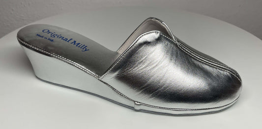 1000 Nappa Argento Suola Bufalo Ciabatte da camera Donna Original Milly Made in Italy