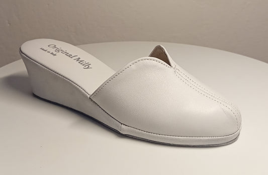 1000 Nappa e Camoscio Bianco Suola Bufalo Ciabatte da camera Donna Original Milly Made in Italy