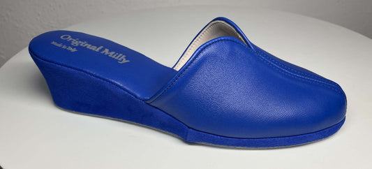 1000 Nappa e Camoscio Blu Suola Bufalo Ciabatte da camera Donna Original Milly Made in Italy