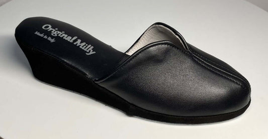 1000 Nappa e Camoscio Nero Suola Bufalo Ciabatte da camera Donna Original Milly Made in Italy