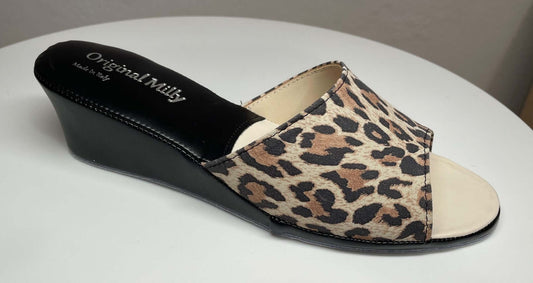 103 Camoscio Leopardo Suola Bufalo Ciabatte da camera Donna Original Milly Made in Italy