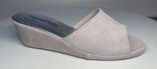 103 Camoscio Peonia Suola Bufalo Ciabatte da camera Donna Original Milly Made in Italy