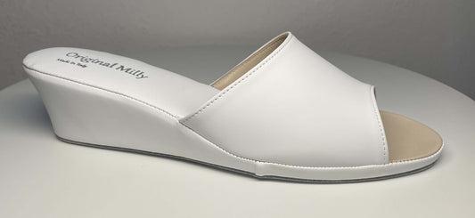 103 Ecopelle Bianco Suola Bufalo Ciabatte da camera Donna Original Milly Made in Italy