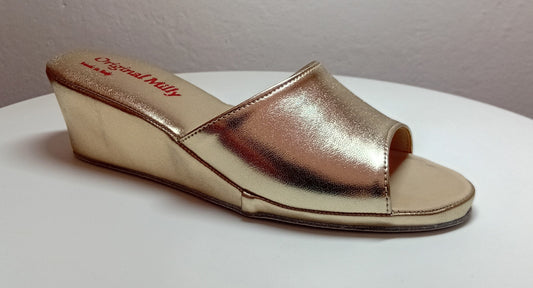 103 Ecopelle Oro Suola Bufalo Ciabatte da camera Donna Original Milly Made in Italy