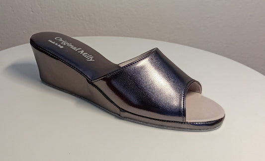 103 Ecopelle Piombo Suola Bufalo Ciabatte da camera Donna Original Milly Made in Italy