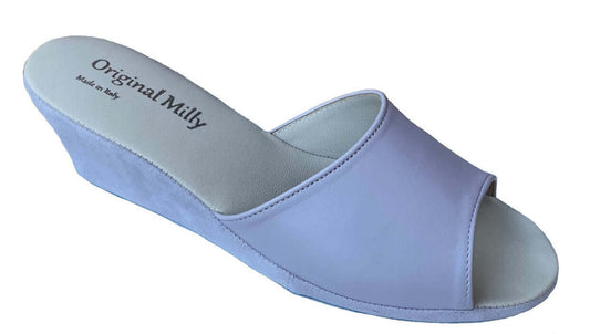 1103 Nappa e Camoscio Peonia suola Bufalo Ciabatte da camera Donna Original Milly Made in Italy