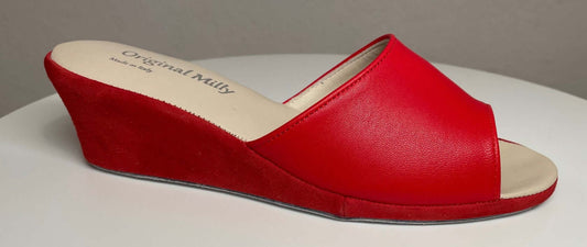 1103 Nappa e Camoscio Rosso suola Bufalo Ciabatte da camera Donna Original Milly Made in Italy