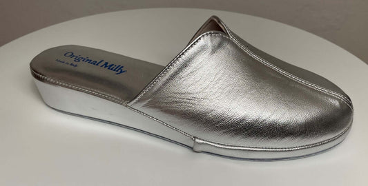 1200 Nappa Argento suola Bufalo Ciabatte da camera Donna Original Milly Made in Italy