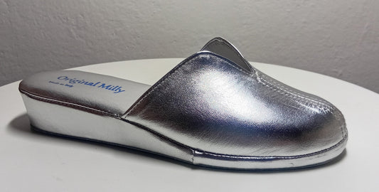 1200 Nappa Argento suola Bufalo Ciabatte da camera Donna Original Milly Made in Italy - Foto N 2