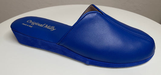 1200 Nappa e Camoscio Blu suola Bufalo Ciabatte da camera Donna Original Milly Made in Italy