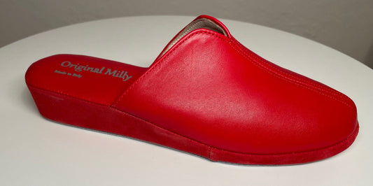 1200 Nappa e Camoscio Rosso suola Bufalo Ciabatte da camera Donna Original Milly Made in Italy