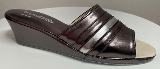 1706 Ecopelle Piombo Suola Bufalo Ciabatte da camera Donna Original Milly Made in Italy