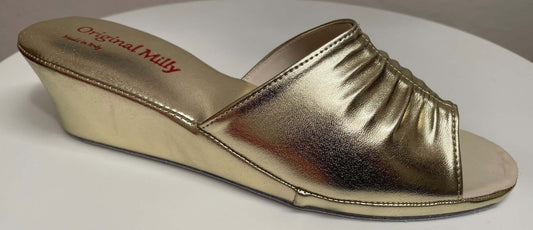 1805 Ecopelle Oro Suola Bufalo Ciabatte da camera Donna Original Milly Made in Italy