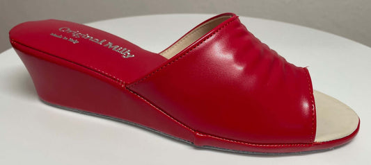 1805 Ecopelle Rosso Suola Bufalo Ciabatte da camera Donna Original Milly Made in Italy