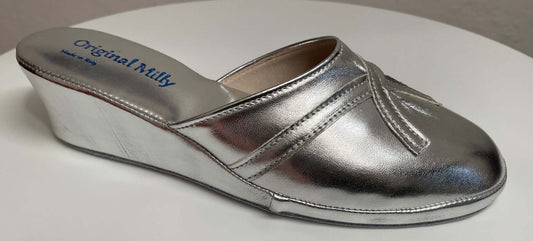 2000 Ecopelle Argento Suola Bufalo Ciabatte da camera Donna Original Milly Made in Italy
