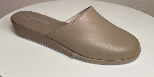 202 Nappa e Camoscio Taupe suola Bufalo Ciabatte da camera Donna Original Milly Made in Italy