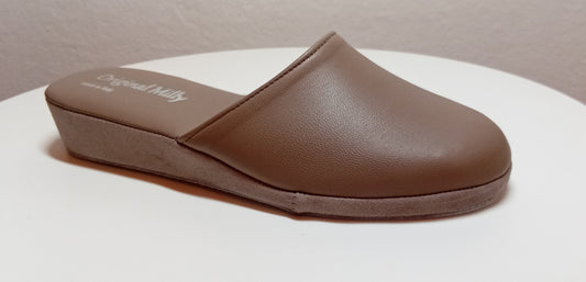 202 Nappa e Camoscio Taupe suola Bufalo Ciabatte da camera Donna Original Milly Made in Italy - Foto N 2