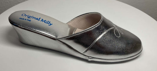 3000 Ecopelle Argento Suola Bufalo Ciabatte da camera Donna Original Milly Made in Italy