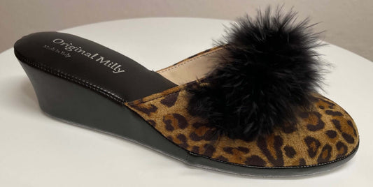 300 Ecopelle Animal con piuma suola Bufalo Ciabatte da camera Donna Original Milly Made in Italy