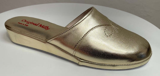 3200 Ecopelle Oro Suola Bufalo Ciabatte da camera Donna Original Milly Made in Italy