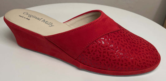 3500 Camoscio Rosso suola Bufalo Ciabatte da camera Donna Original Milly Made in Italy